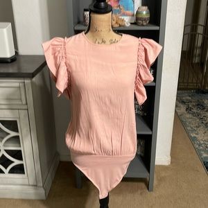 EUC pink Express bodysuit size L